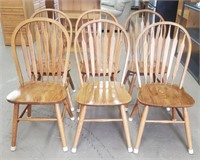(6) Wood Dining Chairs w/Floor Protectors (READ)