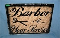 Barber at your Service retro style advertising sig