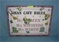 Man / Woman Cave rules all metal display sign