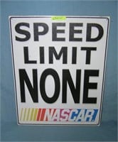 Nascar Speed Limit None display sign