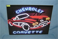 Chevrolet Corvette neon style retro style advertis