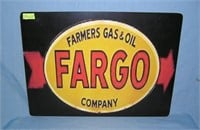 Farmer's gas and oil company, Fargo retro style ad