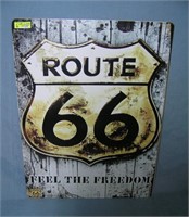 Route 66 feel the freedom retro style advertising