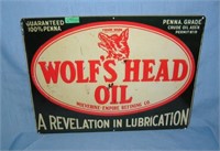 Wolfs Head Oil retro style advertising sign