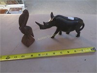 Carved Wood, Rhino and Pelican