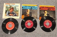 (3) Johnny Cash EP 45s W/Covers