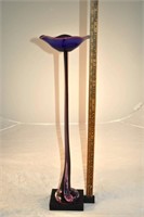 Flower form glass sculpture: purple and pink layer