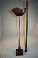 Flower form glass sculpture: translucent multi-col