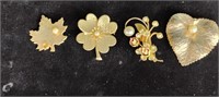 Gold Tone Floral Brooches