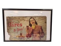 Cardboard Hire's Root Beer Sign 31" x 21" Framed