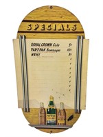 Royal Crown Cola Cardboard Menu Board