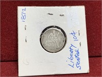 1872 UNITED STATES SILVER SEATED LIBERTY DIME