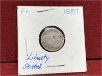 1887 UNITED STATES SILVER SEATED LIBERTY DIME