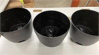 3 used black planters
