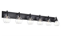 WULLUX Black Bathroom Light Fixtures with Clear