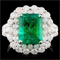 18K W Gold 3.54ct Emerald & 1.77ct Diamond Ring