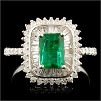 18K Gold 1.00ct Emerald & 0.72ctw Diamond Ring
