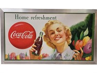 Coca-Cola Cardboard Sign w/ original frame
