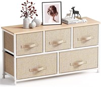 FABRIC DRESSER WITH 5 DRAWERS, WIDE DRESSER