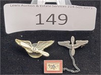 2 WWII Prop & Wing Pins & Sterling Son In Service