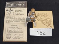 1949 Lone Ranger Flashlight Ring & Secret Folder