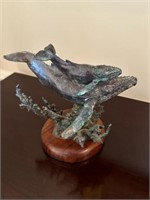 Whale and Baby Bronze Sculpture