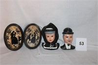 SILHOUETTE PICTURES & VICTORIAN CHALKWARE