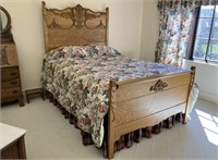 Ornate Carved Wood Queen Bed Frame
