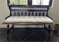 Black Wood Bench w/ Floral Stenciling