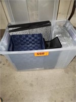 PLASTIC TOTE W/ FABRIC STORAGE CONTAINERS