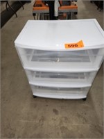 3 DRAWER ROLLING PLASTIC STORAGE CONTAINER