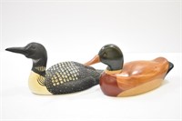 2 HAND CARVED DUCK DECOYS - SIGNED BY ARTIST