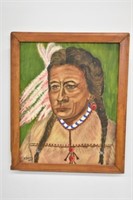 NATIVE AMERICAN OIL ON CANVAS SIGNED R. SPIREY