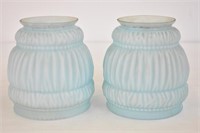 2 BLUE LAMPS SHADES - 5.75" TALL  - MOUNT IS 3.75"