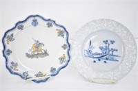 2 FRENCH PORCELAIN PLATES - 1700'S