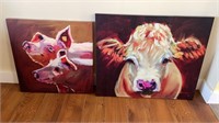 2 Farm Prints- Cow & Pig