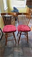 Pair of Wooden Bar Stools- 40" x 18”