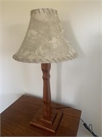 Oak Table Lamp w/ Vinyl Shade