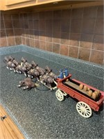 Cast Iron Horse Team and Wagon