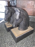 Stone & Brass Horse Bookends