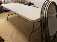 6' Folding Table, 4 Chairs