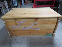 Wood toy box w/contents.