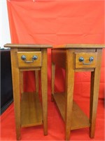 (2)Wood side tables.