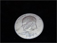 1971-D:Eisenhower US dollar coin.