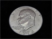1974-D:Eisenhower US dollar coin.