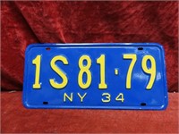 1934:New York License plate.