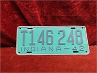 1942:Indiana License plate.