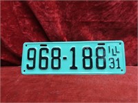 1931:Illinois License plate.