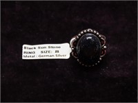 German silver Ring: Black sun stone.