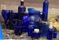 Cobalt Blue Glass Tumblers, Bottles, Glass